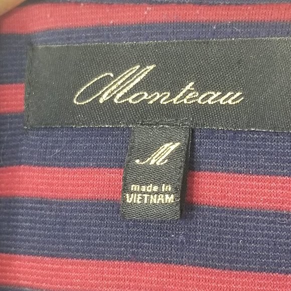 Monteau | Red Blue Nautical Striped Blazer Business Casual Jacket Size Medium - Picture 3 of 10